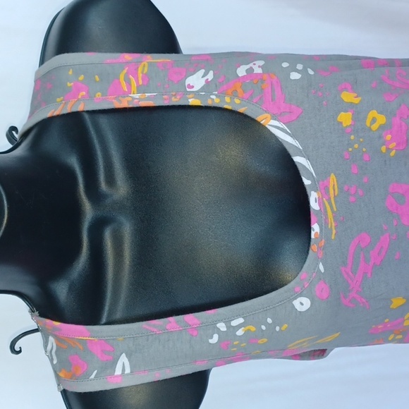 Sound & Matter sz M tank top grey w silver lace back scoop neck sleeveless knit - Picture 2 of 5